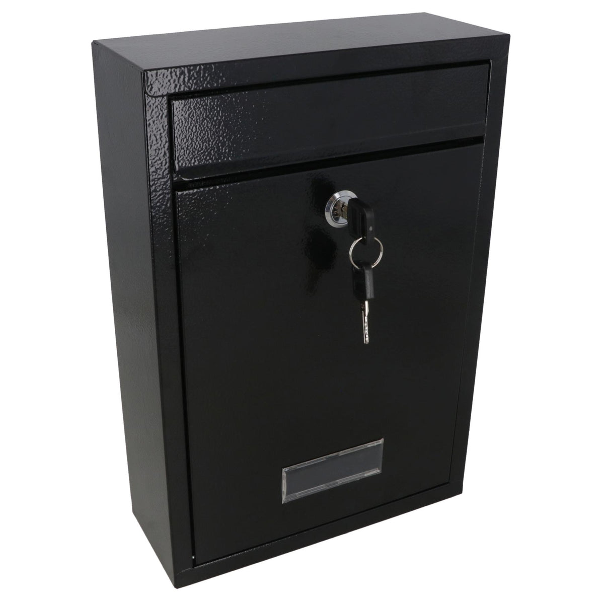 Black Wall Mounted Lockable Metal Post Box Outdoor Letter Mail Box Keyed