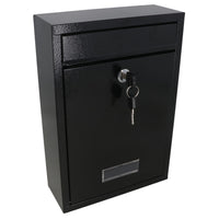 Black Wall Mounted Lockable Metal Post Box Outdoor Letter Mail Box Keyed