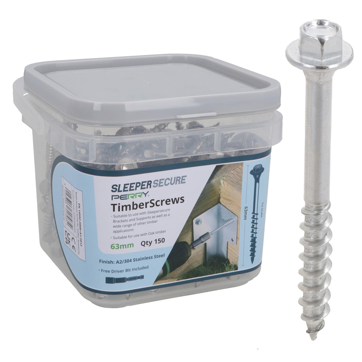 63mm Timber Wood Screws For Railway Sleepers Hex Head Stainless Steel 150pc