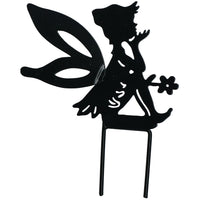 Lot de 4 petites silhouettes de fées noires avec piquet pour décoration de jardin