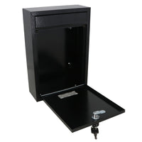 Black Wall Mounted Lockable Metal Post Box Outdoor Letter Mail Box Keyed