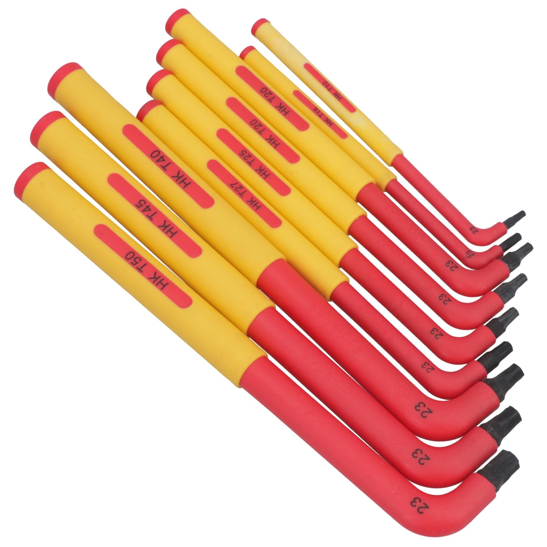 VDE-isolierte, extra lange Torx-Sternschlüssel T10 – T50, 9-teilig, Schutz bis 1000 V
