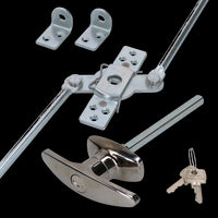 Chrome T-Handle & Two Point Top Bottom Rod Lock Door Trailer Horsebox