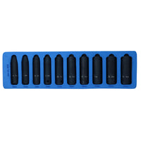 Douilles à chocs métriques profondes à entraînement 1/2" à six pans simples 10 mm - 24 mm 10 pièces