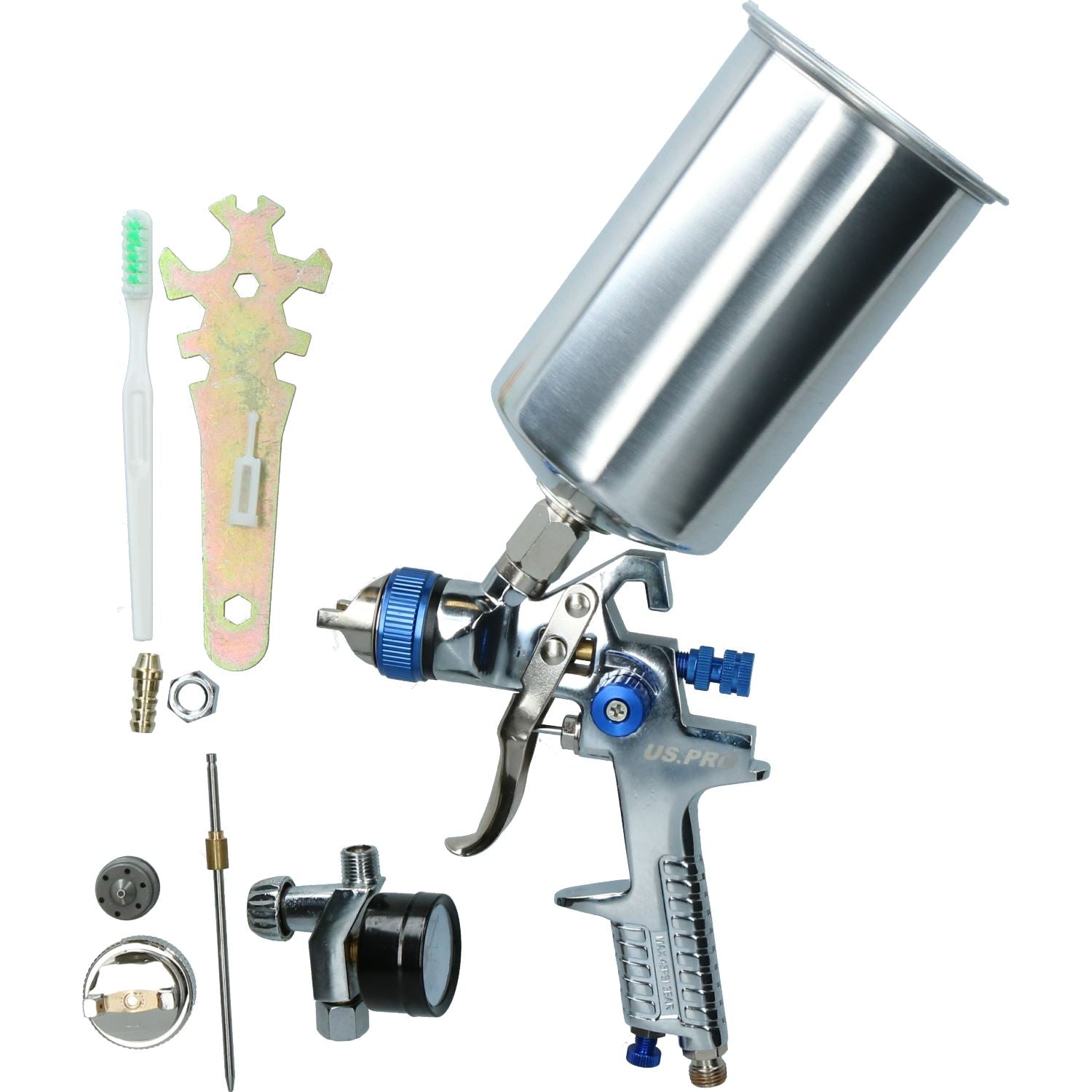 HVLP Gravity Feed Spray Gun 1.4mm/2mm Inline Moisture Trap/Pressure Regulator