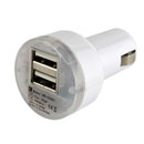 Adaptateur de chargeur de voiture USB 2 ports pour allume-cigare de voiture, câble de charge, adaptateur de téléphone, blanc