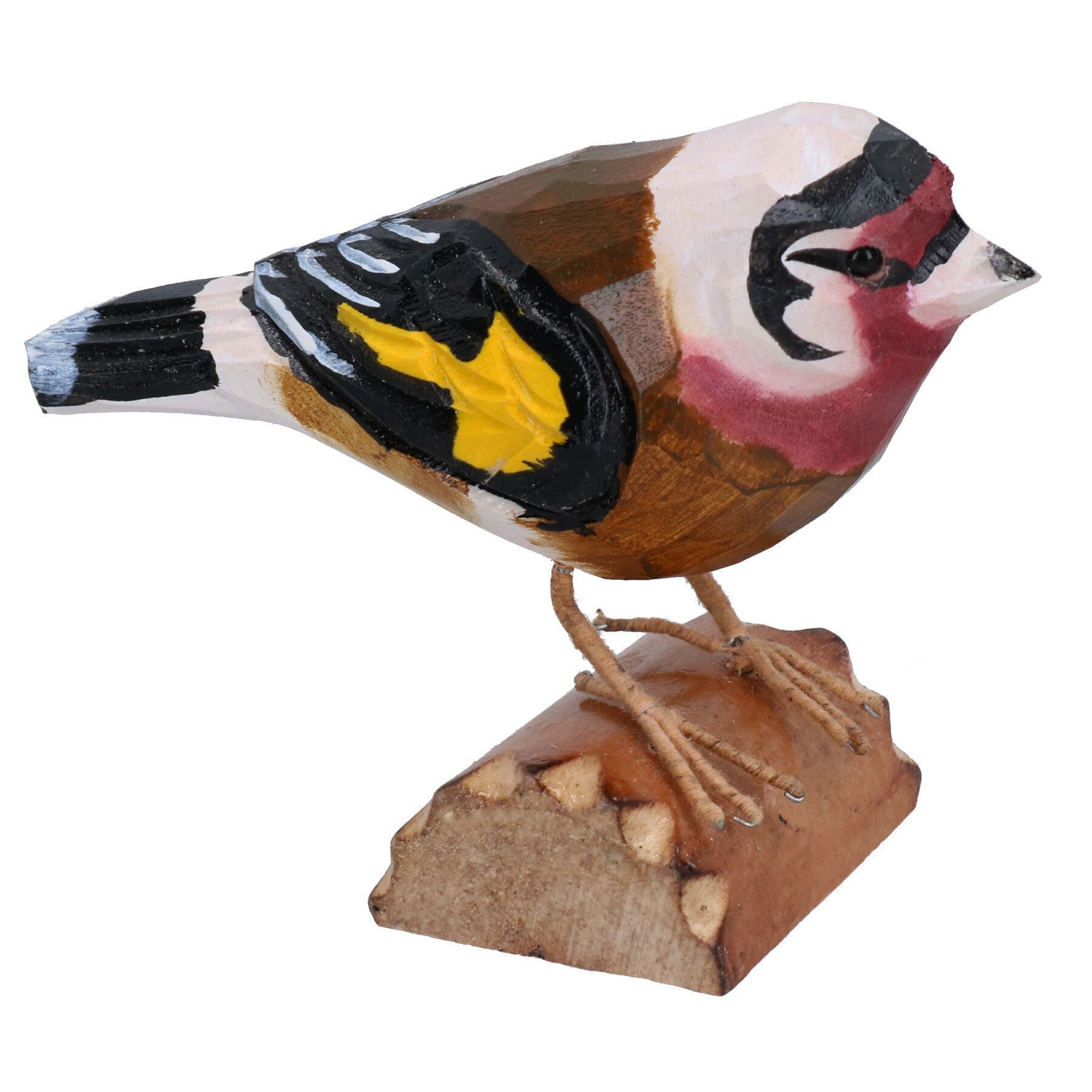 Petit oiseau britannique en métal sculpté à la main en bois chardonneret pour la maison, décoration de jardin, cadeau