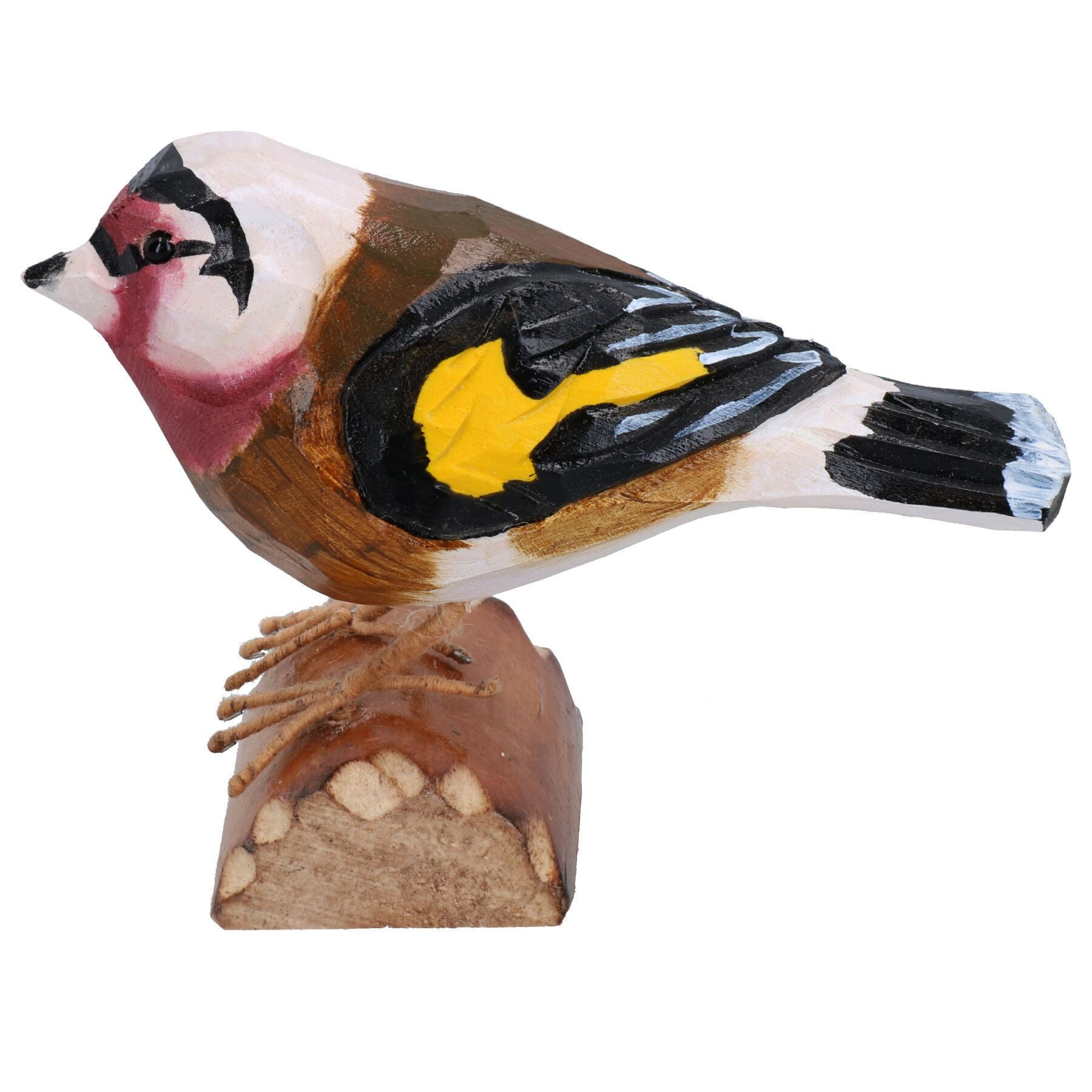 Petit oiseau britannique en métal sculpté à la main en bois chardonneret pour la maison, décoration de jardin, cadeau