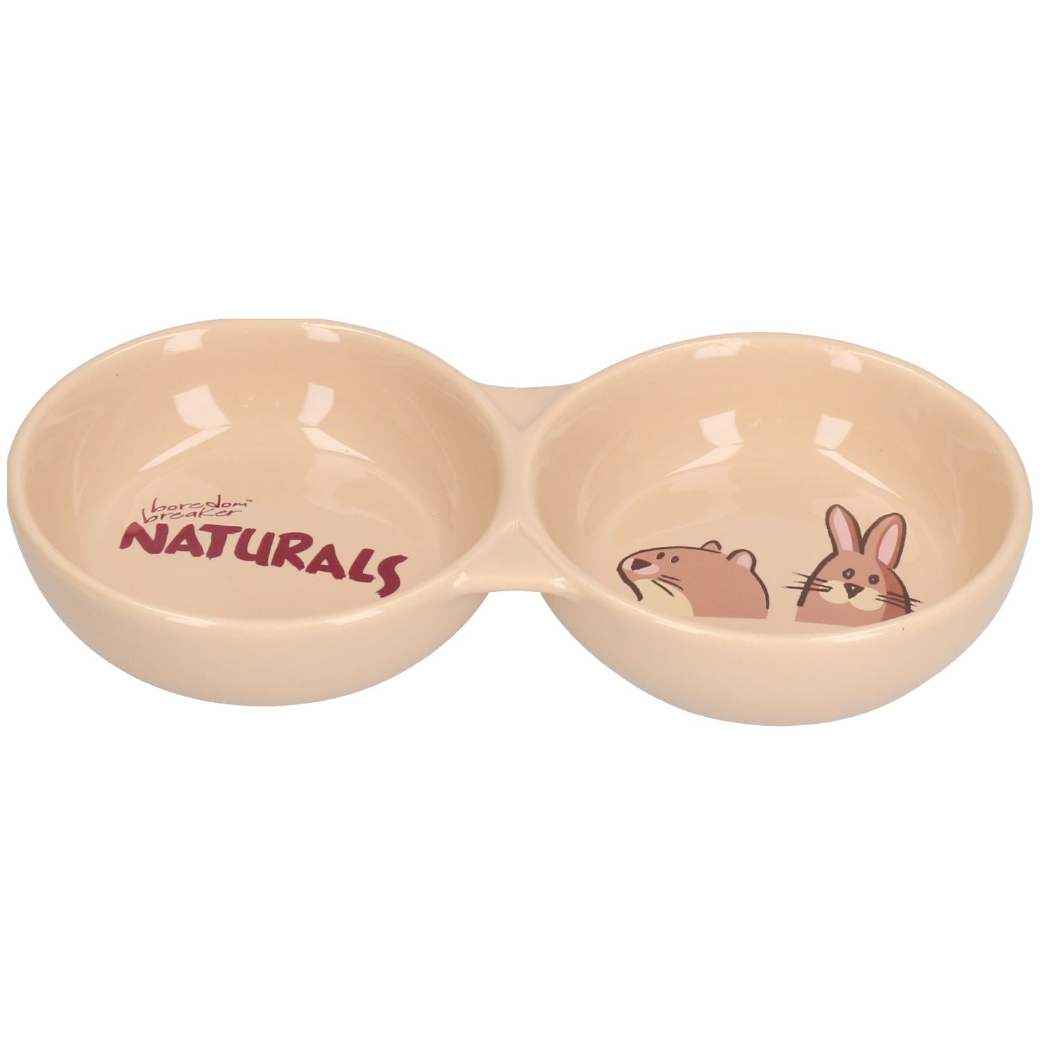 Beige Small Aniamls Pet 8" Twin Naturals Stoneware Food Water Bowl Dish