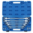Metric Flexi Headed Ratchet Spanners Wrench Set Extra Long 8mm - 9mm 10pc