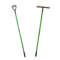 Garden Rake + Dutch Hoe Gardening Soil Leaves With Carbon Steel Blades 2pk