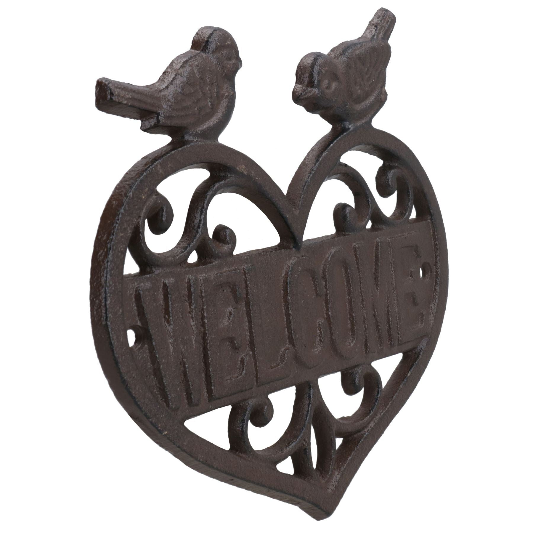 Welcome Birds Cast Iron Sign Plaque Door Wall House Gate Fence Post Rustic