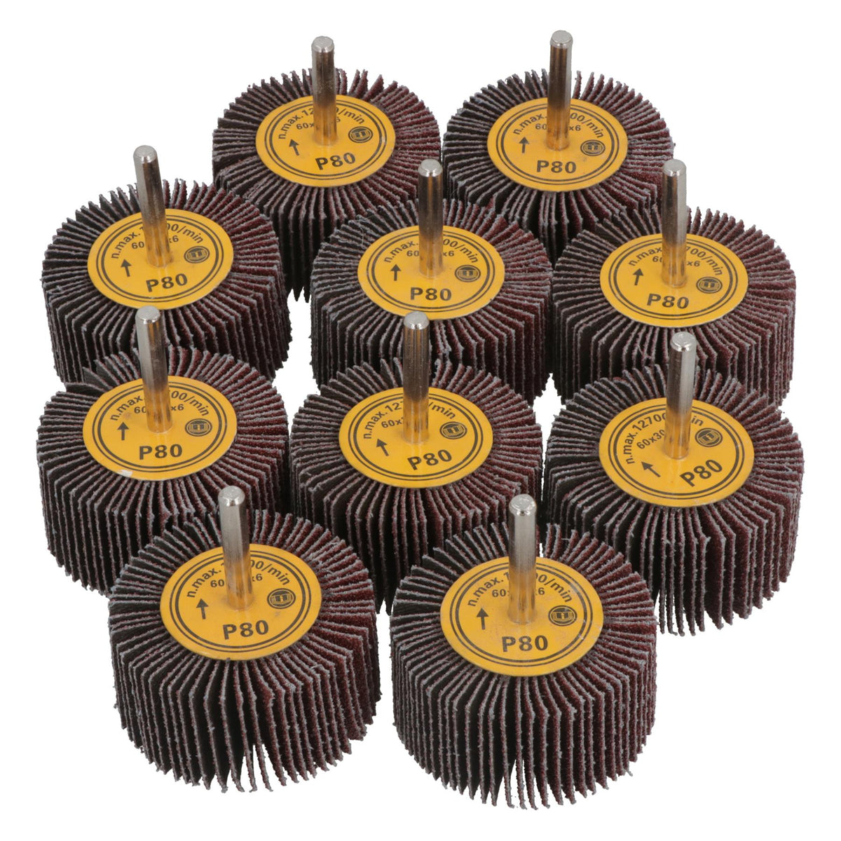60mm 80 Grit Abrasive Flap Wheel Discs Sanding Rust Removal 6mm Shank