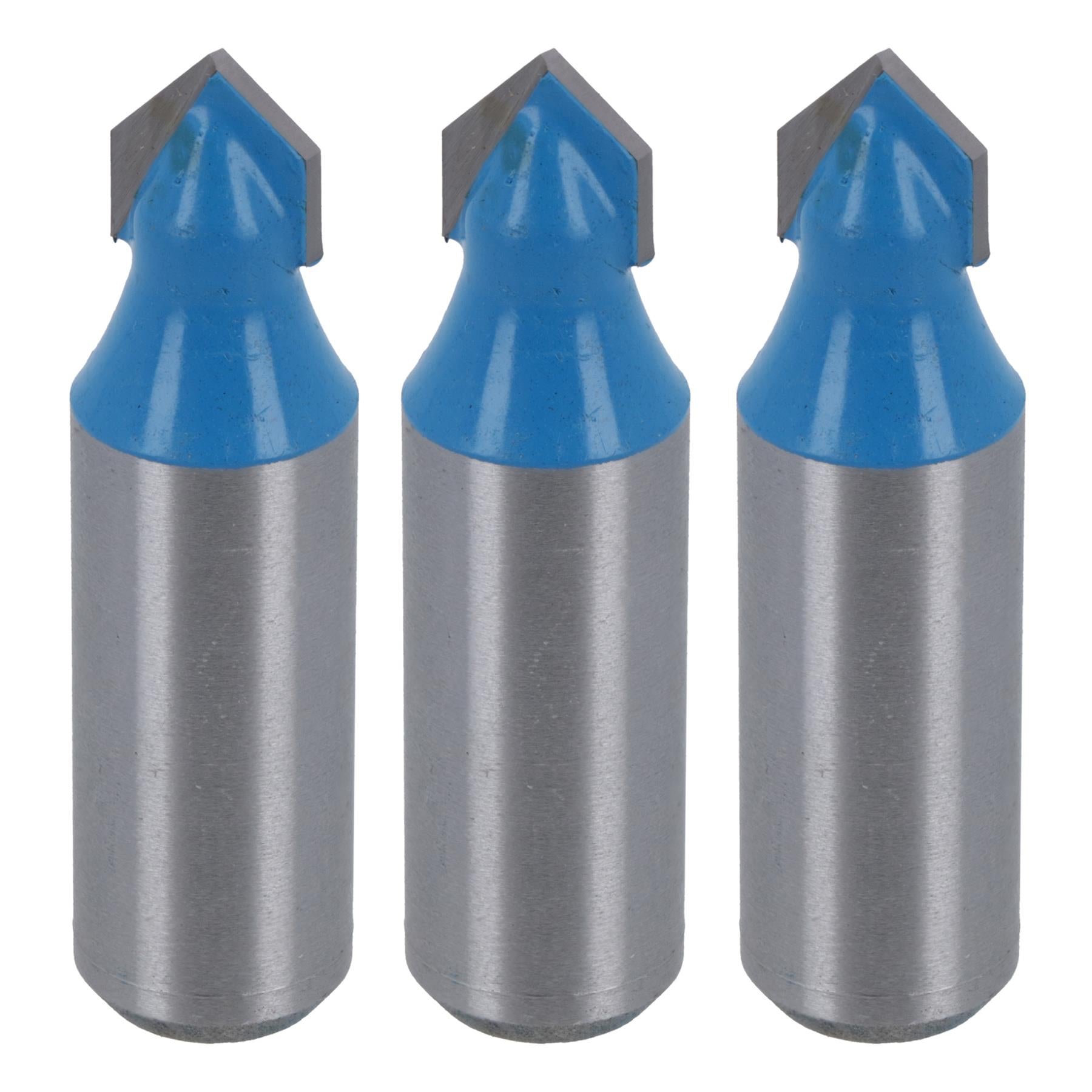 3 Pack TCT V Groover Router Cutter Cutting Bit 9.5mm D 90 Degree 1/2" Shank