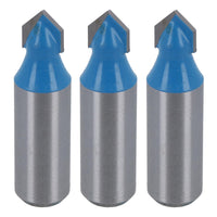 3 Pack TCT V Groover Router Cutter Cutting Bit 9.5mm D 90 Degree 1/2" Shank