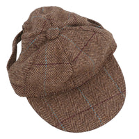 Small Smart Stylish Brown Tweed Dog Puppy Hat Cap With Dog Ear Slots