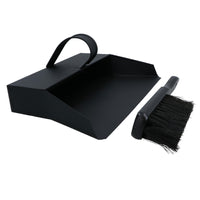 Black Hooded Bannister Dustpan and Brush Ash Carrier Fire Place Log Burner