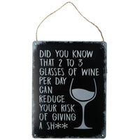 Retro Hanging 'Wine Can Reduce Your Risk' Metal Sign/Plaque 25x33cm