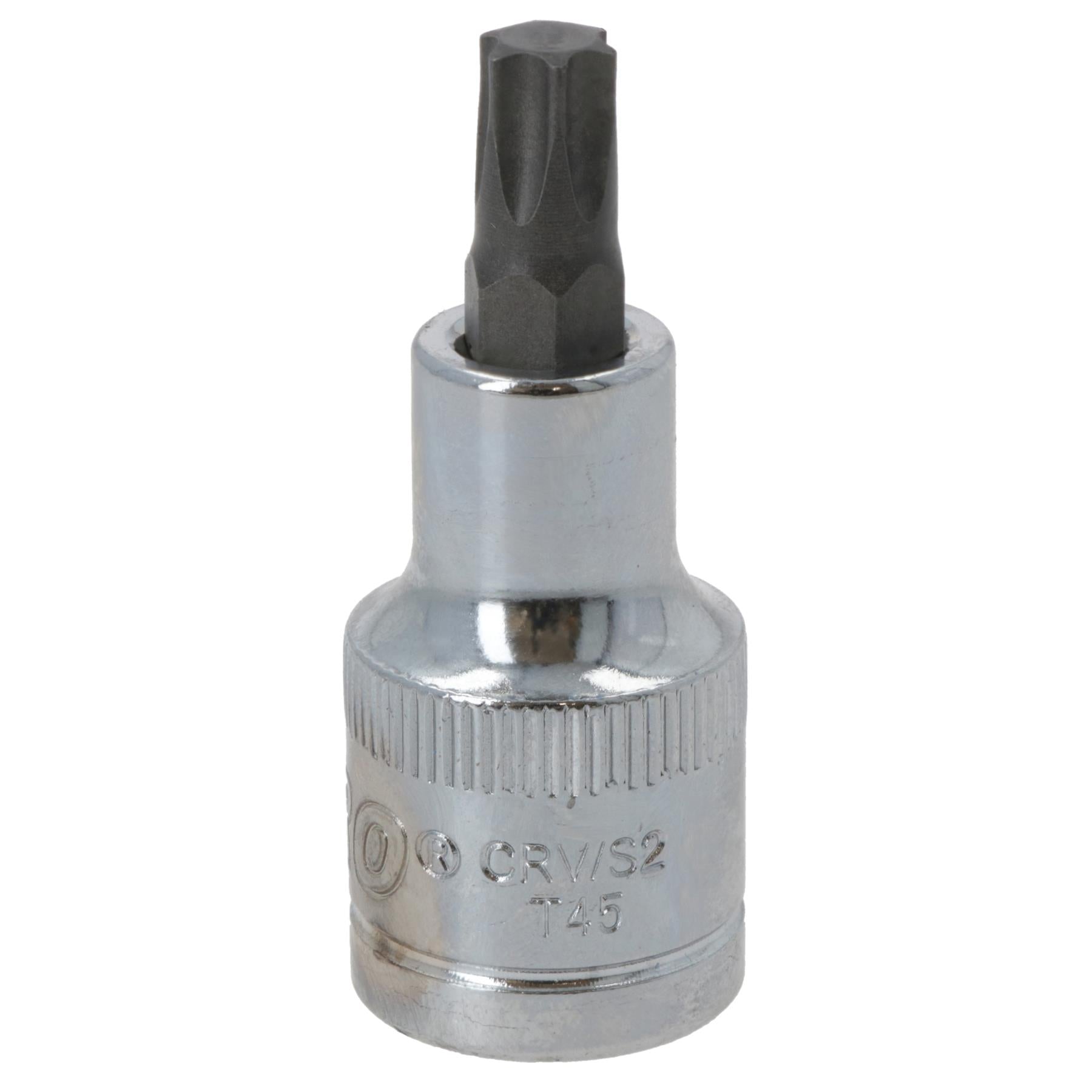 T45 Male Torx Bit Star Socket 1/2" Drive Standard Internal Chrome Vanadium Steel