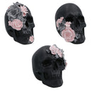 Floral Skulls Ornament Set Of 3 Resin Statue Sculpture House Decoration Home
