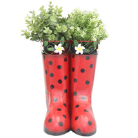 2PK Red Hanging Pair of Wellies Metal Planter Garden Gift Ornament 20x24x30cm