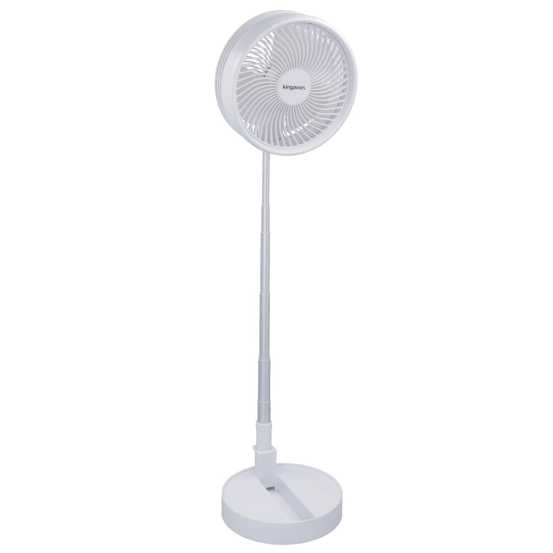 Cordless Telescopic Folding Fan Cooler Cooling Portable 93 – 975mm White