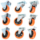 Roulettes pivotantes en PVC de 4 po, charge de 130 kg par roue, fixes / pivotantes / pivotantes avec frein