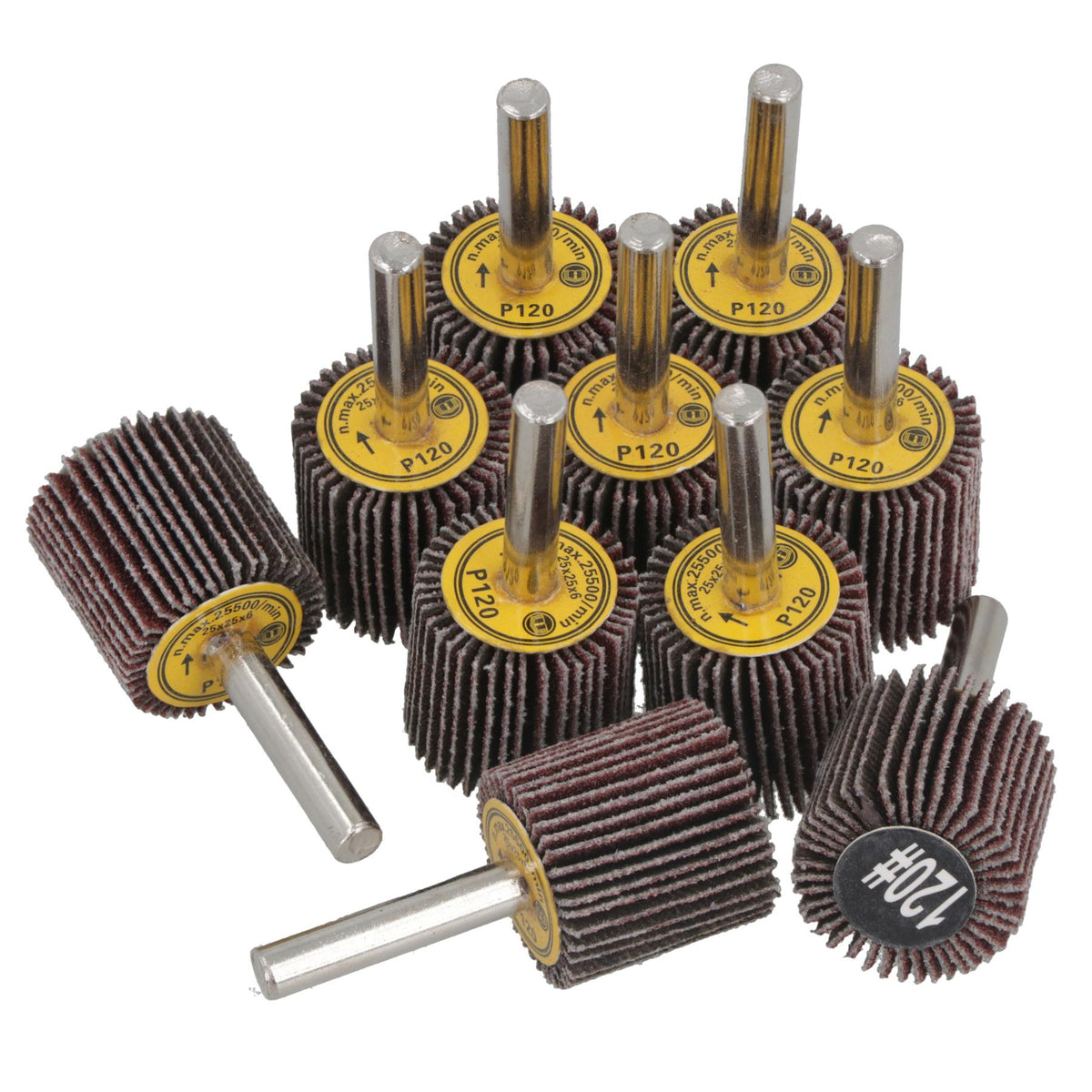 25mm 120 Grit Abrasive Flap Wheel Discs Sanding Rust Removal 6mm Shank