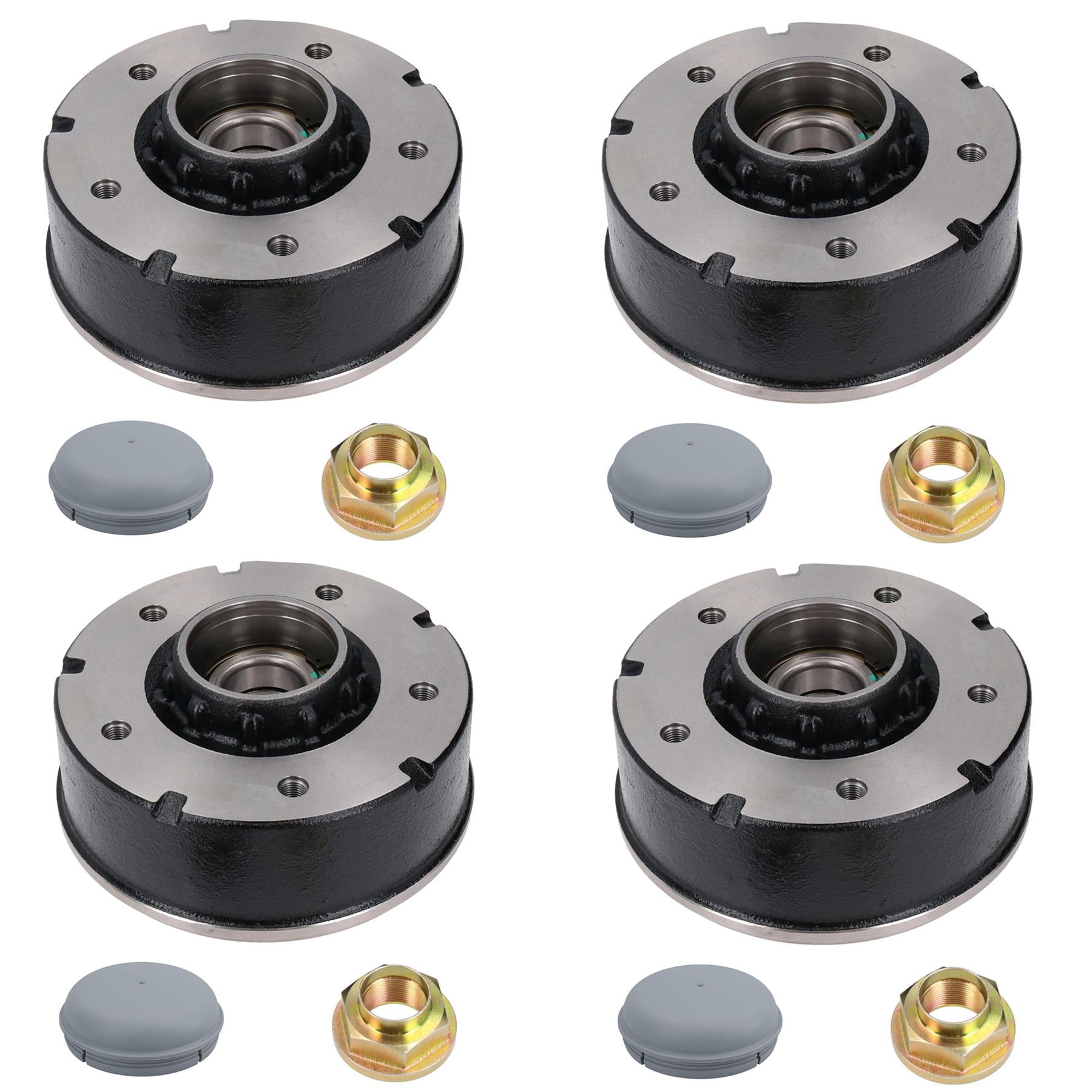 4pk 200 x 50mm Brake Drums & Bearings for Ifor Williams Trailer 5 Stud 6.5" PCD