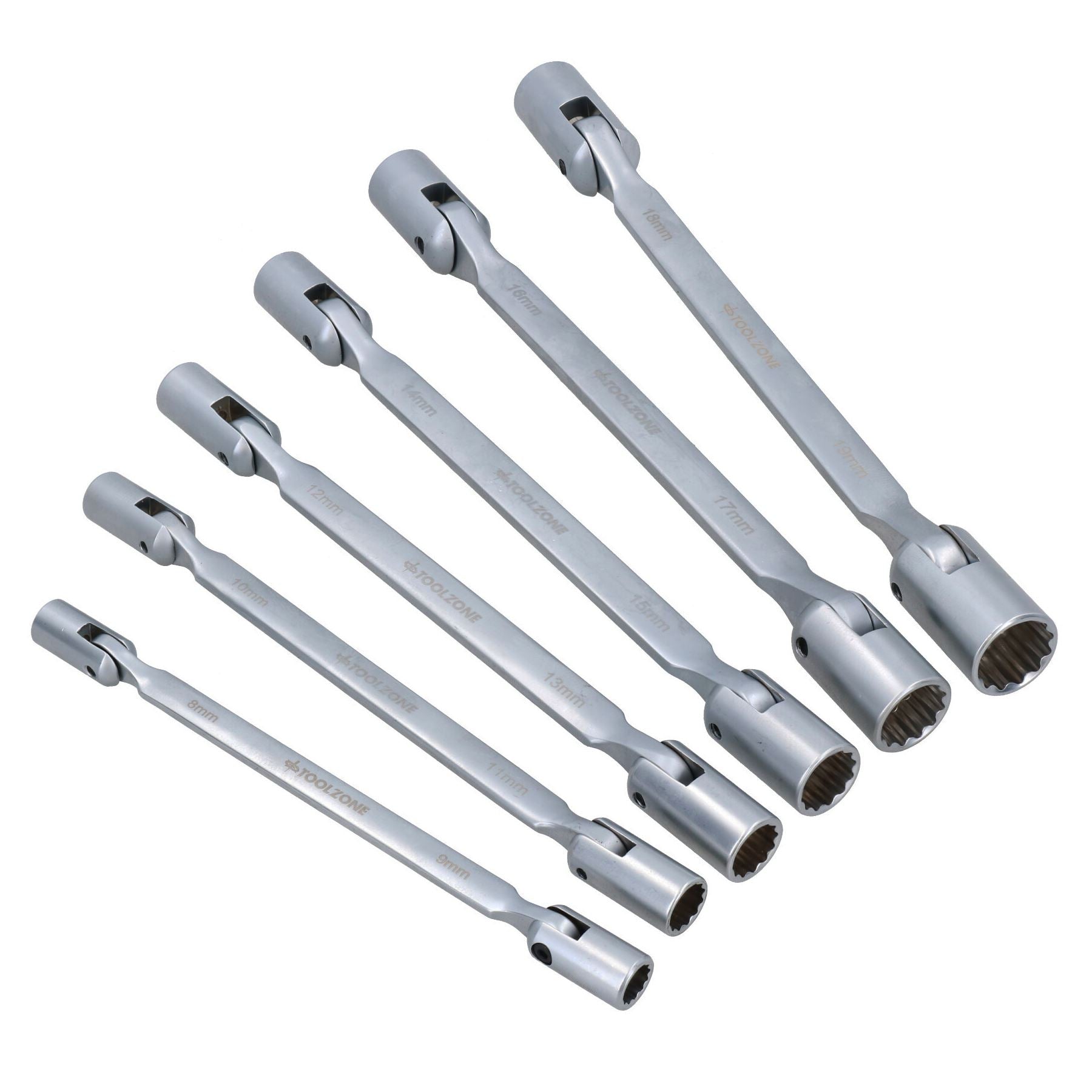 6pc Double End Flexible Socket Wrench Metric Spanner 8-19mm 12 Point TE844