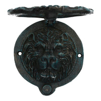 Lion Head Face Door Knocker Bell Ringer Striker Cast Iron Round Circle