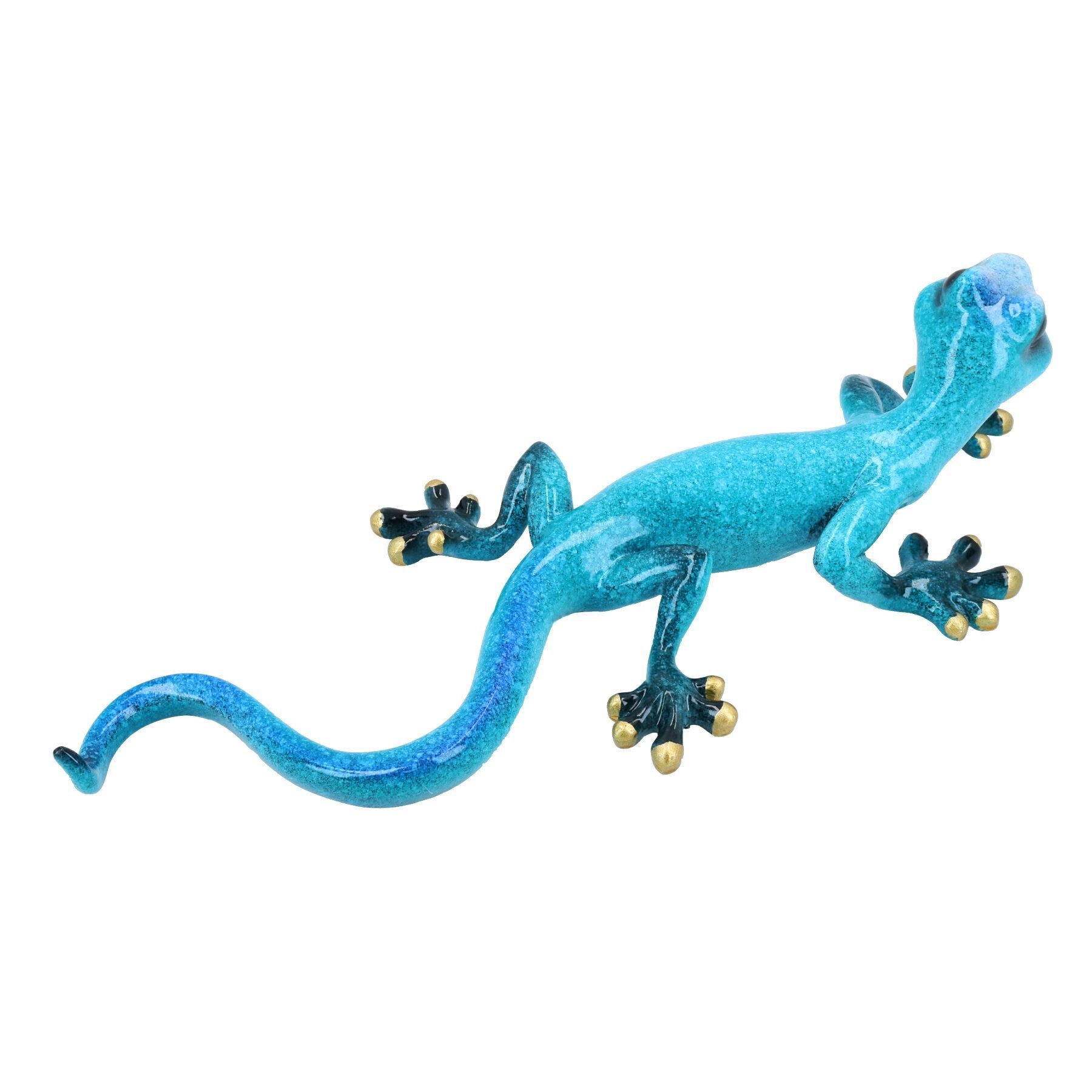 Blue Speckled Gecko Lizard Resin Wall Shed Sculpture House Statue Full Set