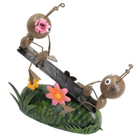 Miniature Life Metal Ant Couple on Seesaw Garden Gift Ornament 6x15x15cm