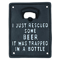 Trapped In a Bottle Opener Beer Cast Iron Sign Gift Garage Shed Bar Man Cave
