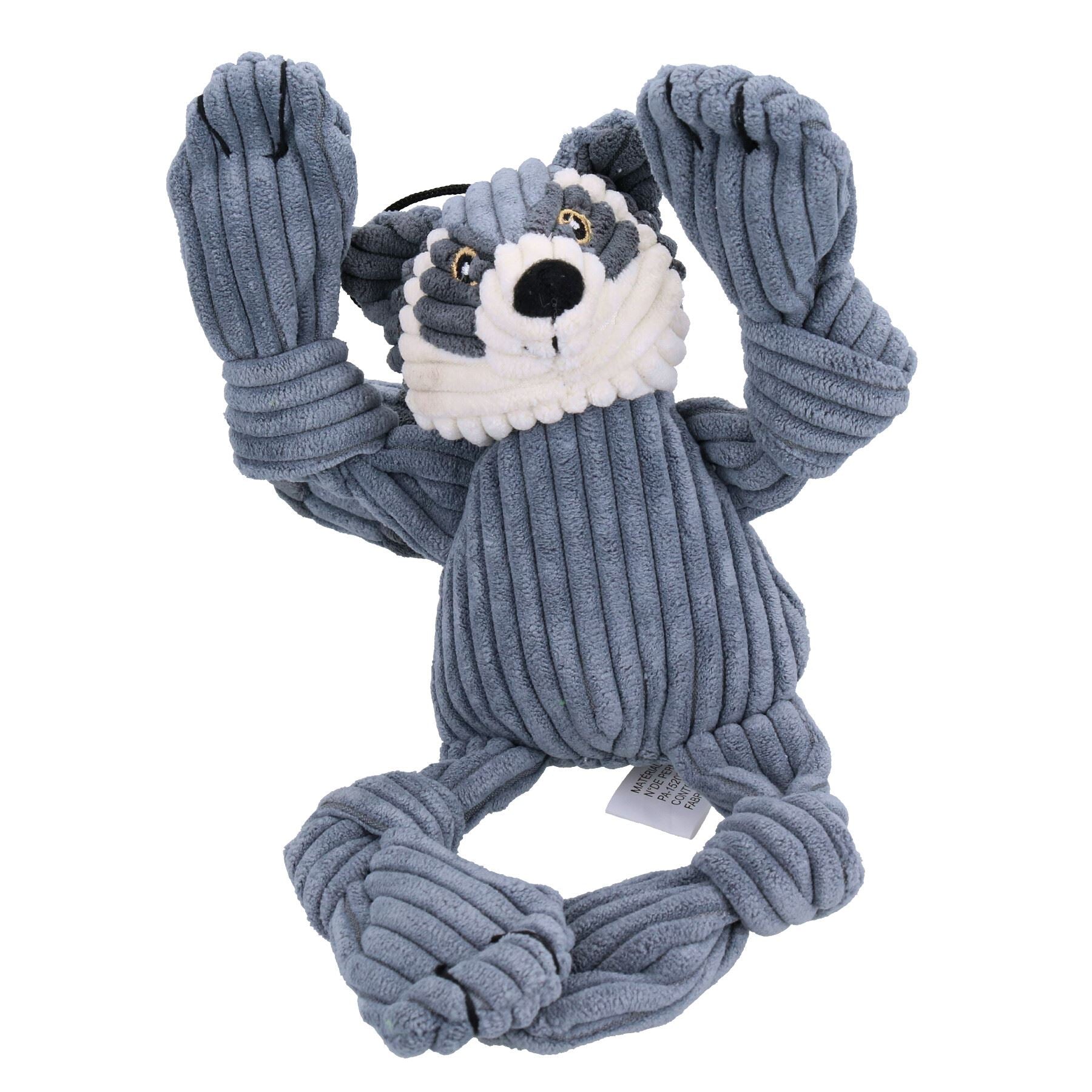 Small Raccoon Knottie Plush Durable Multi Squeaky Dog Puppy Toy 6x12x22cm