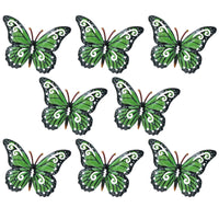 Set of 8 Green Small Metal Butterflies Garden/Home Wall Art Ornament