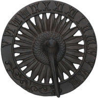 Bird Sundial Ornament Cast Iron Garden Feature Statue Sunflower Clock Metal