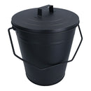 Coal Bucket & Lid Black Metal Ash Tidy Bin Coal Carrier Fire Log Burner Kindling