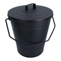 Coal Bucket & Lid Black Metal Ash Tidy Bin Coal Carrier Fire Log Burner Kindling