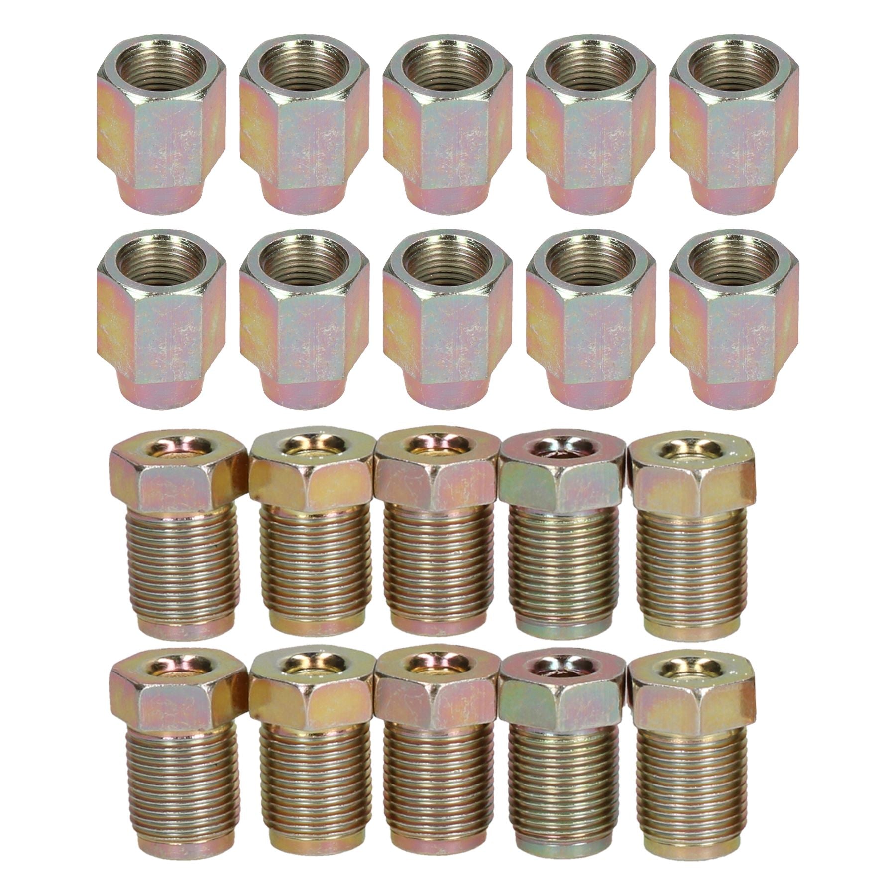 12mm x 1mm Male and Female Steel Brake Pipe Fittings for 3/16" Pipe 20 Pack