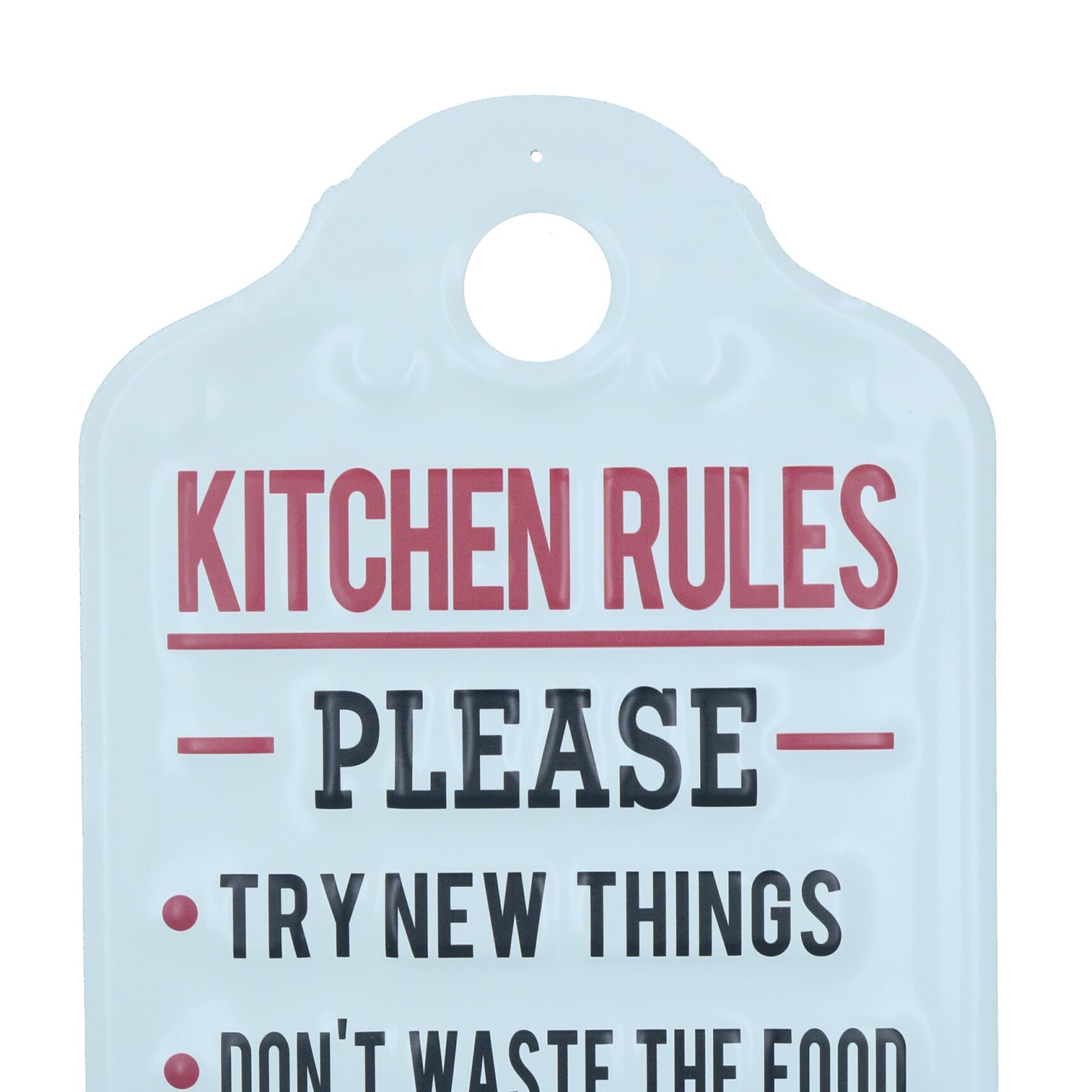 Kitchen Rules Sign Plaque Metal Wall Door House Home Pantry Dinning Room