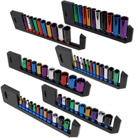 Metrische 1/4" 3/8" + 1/2" tiefe + flache farbkodierte Steckschlüsseleinsätze 4 – 24 mm, 64-teiliges Set