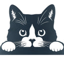 Black Metal Peeking Cat Silhouette with Fixing Plate Garden Ornament Gift