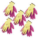 7" Builders Protective Gardening DIY Latex Rubber Coated Work Gloves Pink x 5