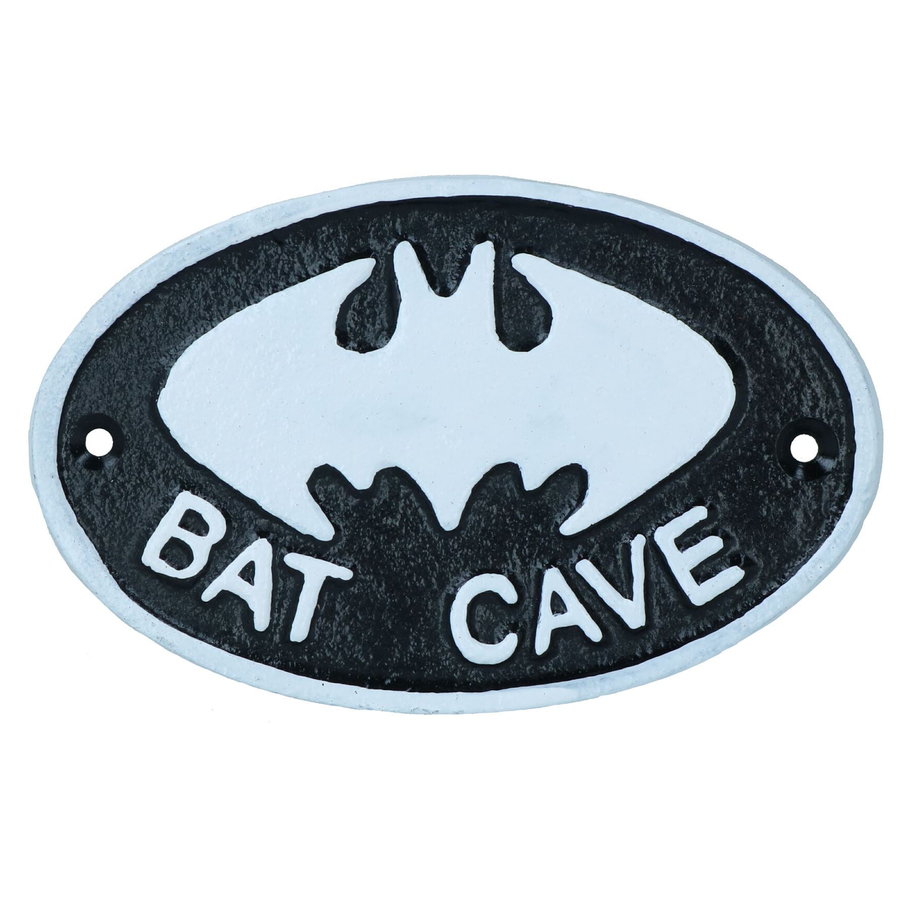 Bat Cave Cast Iron Sign Plaque Door Wall House Gate Post Bedroom Man Cave