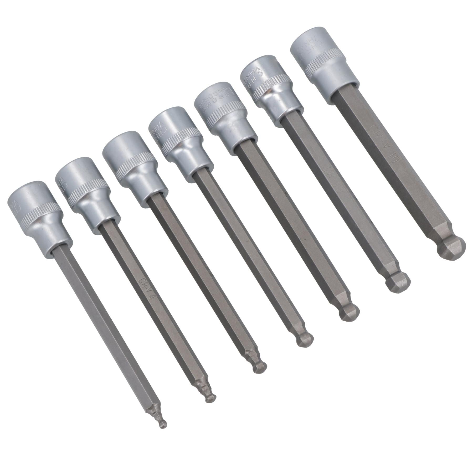 Metric Ball Ended Long Allen Hex Key Sockets 3mm - 10mm 3/8" Drive 7pc