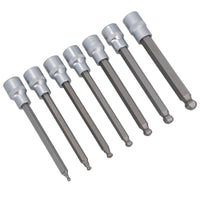 Metric Ball Ended Long Allen Hex Key Sockets 3mm - 10mm 3/8" Drive 7pc