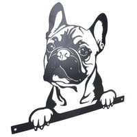 Silhouette de bouledogue français en métal noir avec plaque de fixation, décoration de jardin, cadeau