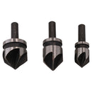 3pc Tapered Countersink Drill Bits Deburring Tools Hole Bore 1/2" 5/8" + 3/4"