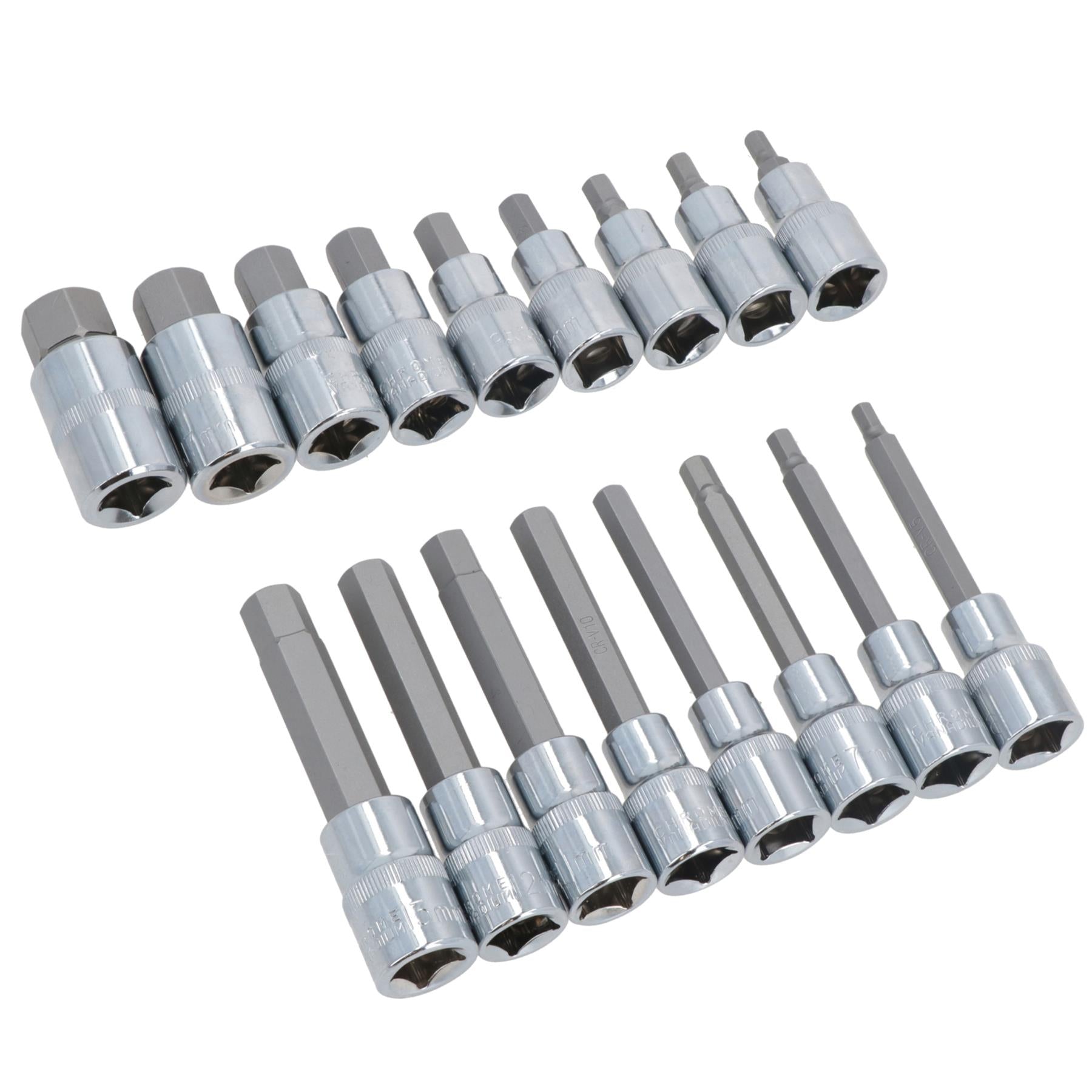 1/2" Drive Allen Hex Key Metric Sockets Shallow And Deep 5mm - 19mm 30pc